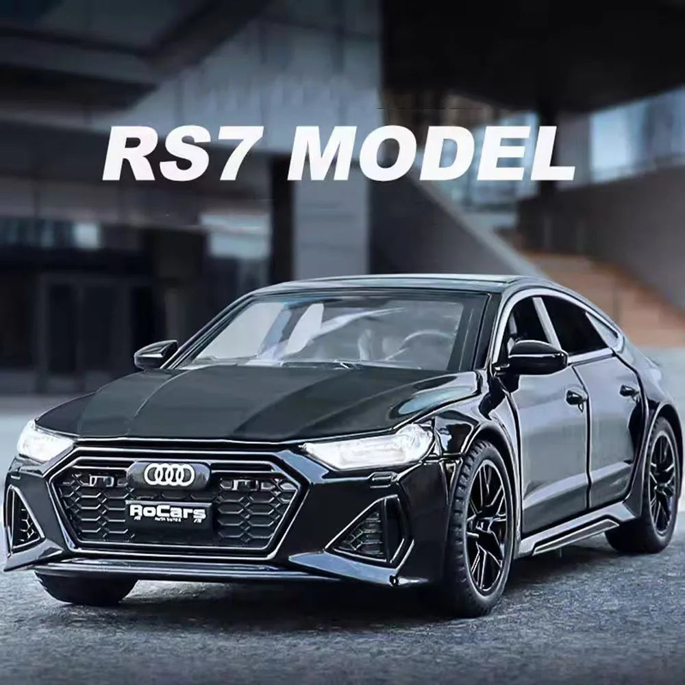 1:32 RS7 Alloy Toys Models Diecast Cars with Light Music Rubber Tires Car 6 Doors Opened Miniature Vehicle Child Adult Gifts