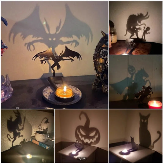 Halloween atmosphere creative projection candlestick novelty scary candlestick shadow projection indoor Halloween decorations