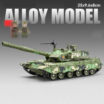 1/32 Scale T99A Main Battle Tank Spray Version Car Model Toy Metal Diecasting with Light Music Toys Kids Birthday Collect Gifts