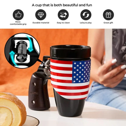 Offee Mugs for Men, Ceramic Novelty Funny Gun Cup Revolver Mugs, Birthday Gifts for Father, Black Cool Unique Coffee Mug for Men