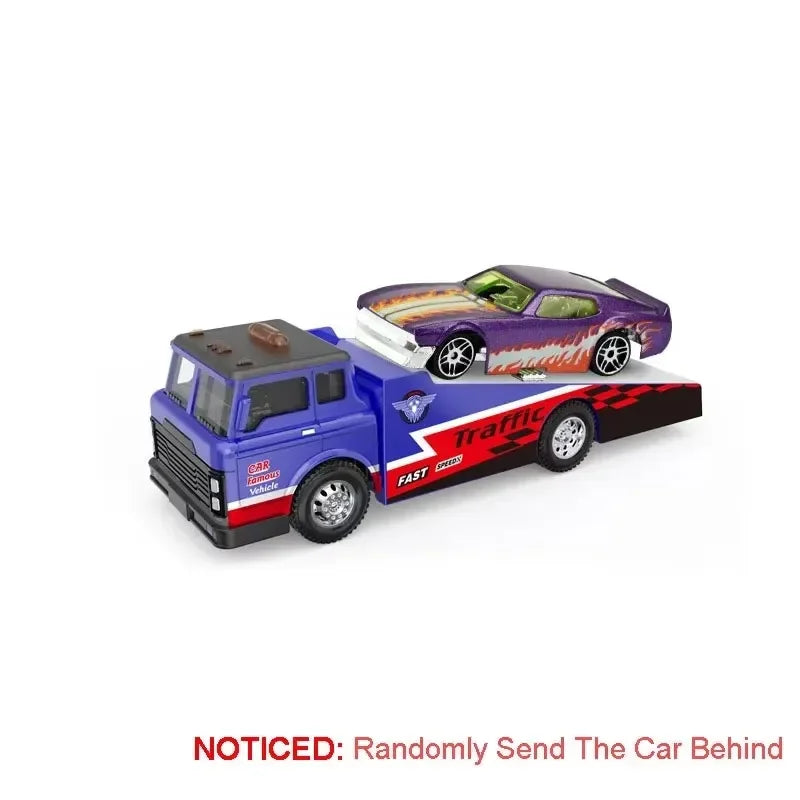 1: 64 Container Trailer Toys Alloy Models Cars Doors Opened Pull Back Miniature Flatbed Transport Vehicles Boys Festival Gifts