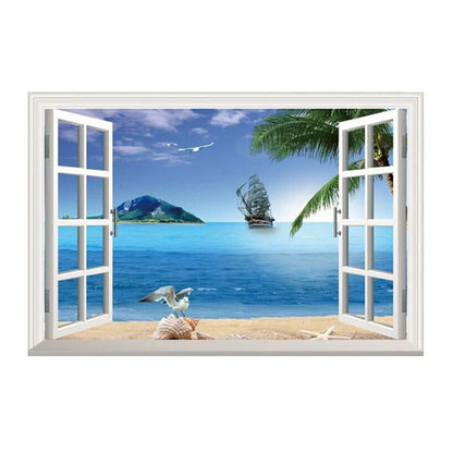 Window Effect Landscape Poster Bedroom Seascape Sea View Canvas Painting and Prints Wall Art Picture for Living Room Home Decor