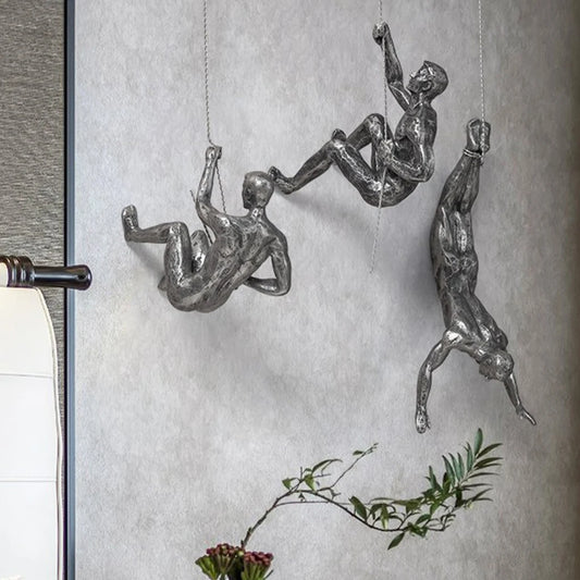 Statue de sculpture murale d'homme d'escalade exquise, pour une touche Unique, pendentif créatif d'escalade
