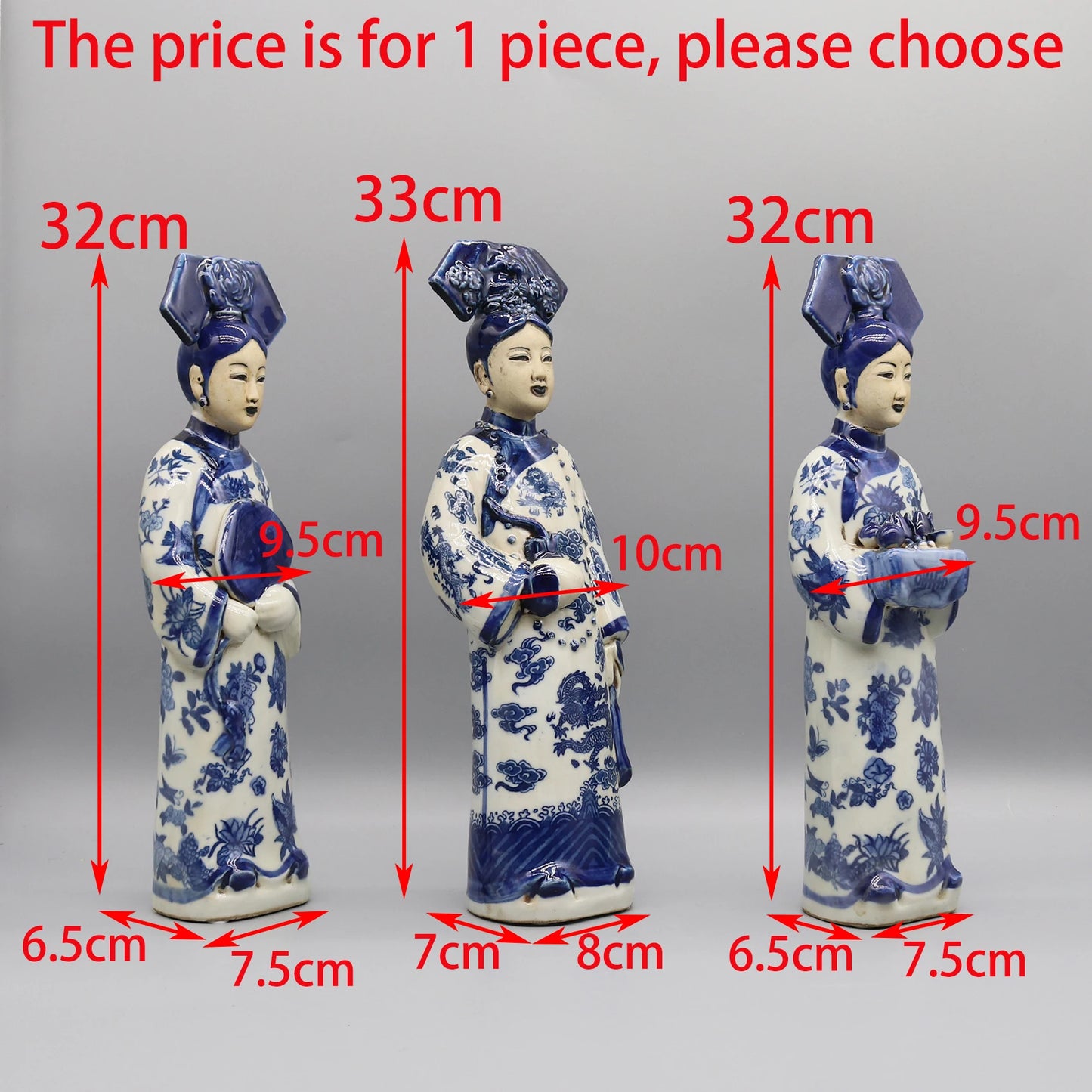 Ceramic Figurines of Chinese Princesses and Empress in Qing Dynasty, Porcelain Statue, Ancient Chinese Lady, Home Decoration