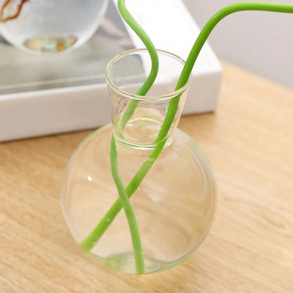 Glass Bud Vase Decorative Rustic Round Flower Vase Flask Home Decor Centerpiece