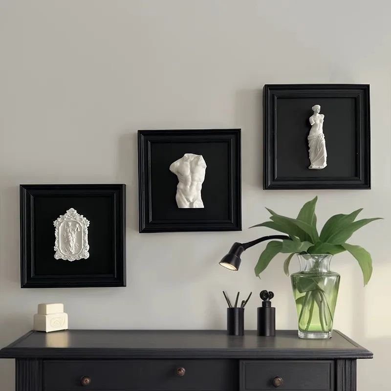 Retro Roman Torso Sculpture Three-Dimensional Relief Modern Minimalist Decorative Painting Desktop Photo Frame Ornament Gift