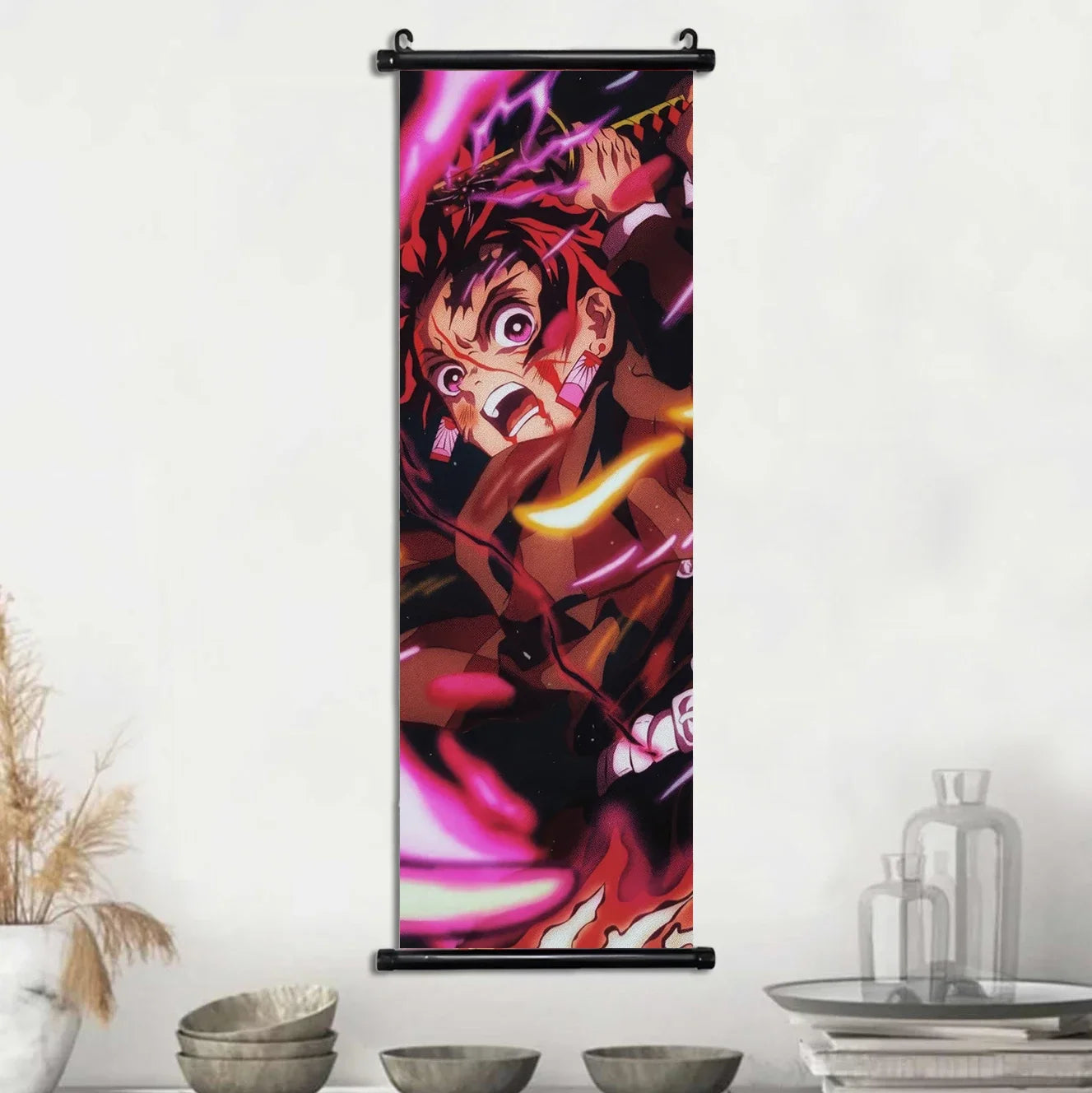 D-Demon Slayer Kamado Tanjirou Scroll Canvas Wall Hanging Painting Home Decor Anime Poster Wall Room Decoration Decro Wallpaper