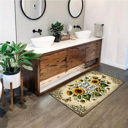 Sunflower Bee Printed Door Mat Living Room Doorways Entrance Welcome Rugs Bedroom Balcony Bathroom Non-slip Floormat Home Decor
