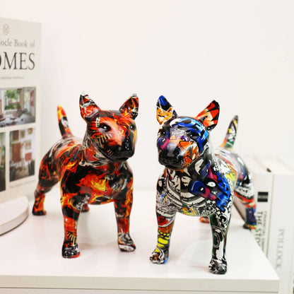 Art Creative Simple Colorful Bull terrier Small English Resin Dog Crafts Home Decoration Color Modern Office Desktop Craft