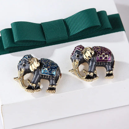 New Creative Cute Texture Enamel Elephant Animal Brooches For Women Men 4-colors Clothing Backpack Metal Pins Party Jewelry Gift