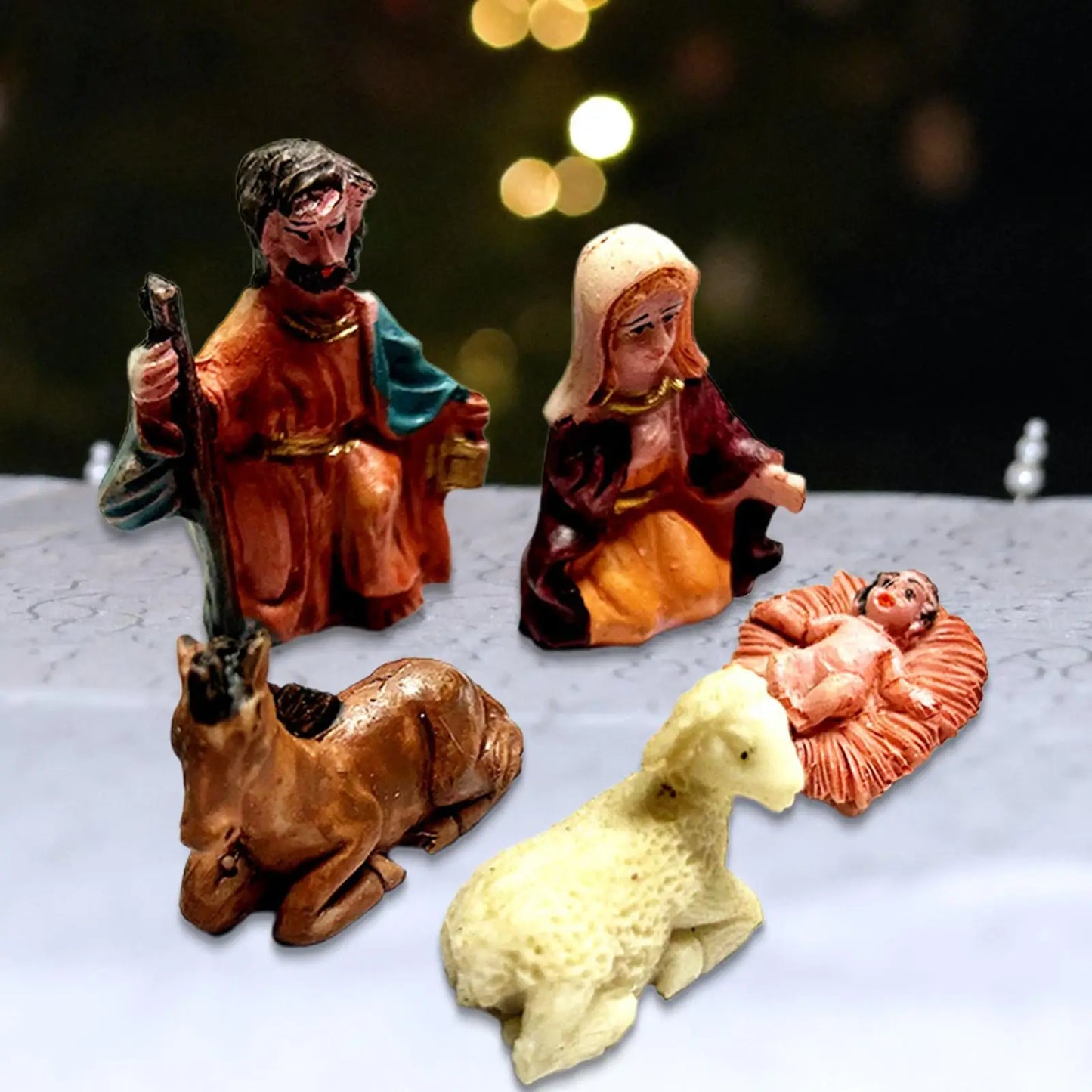 Set of 5 Birth of Jesus Christmas Ornament Catholic Nativity Figurines Set