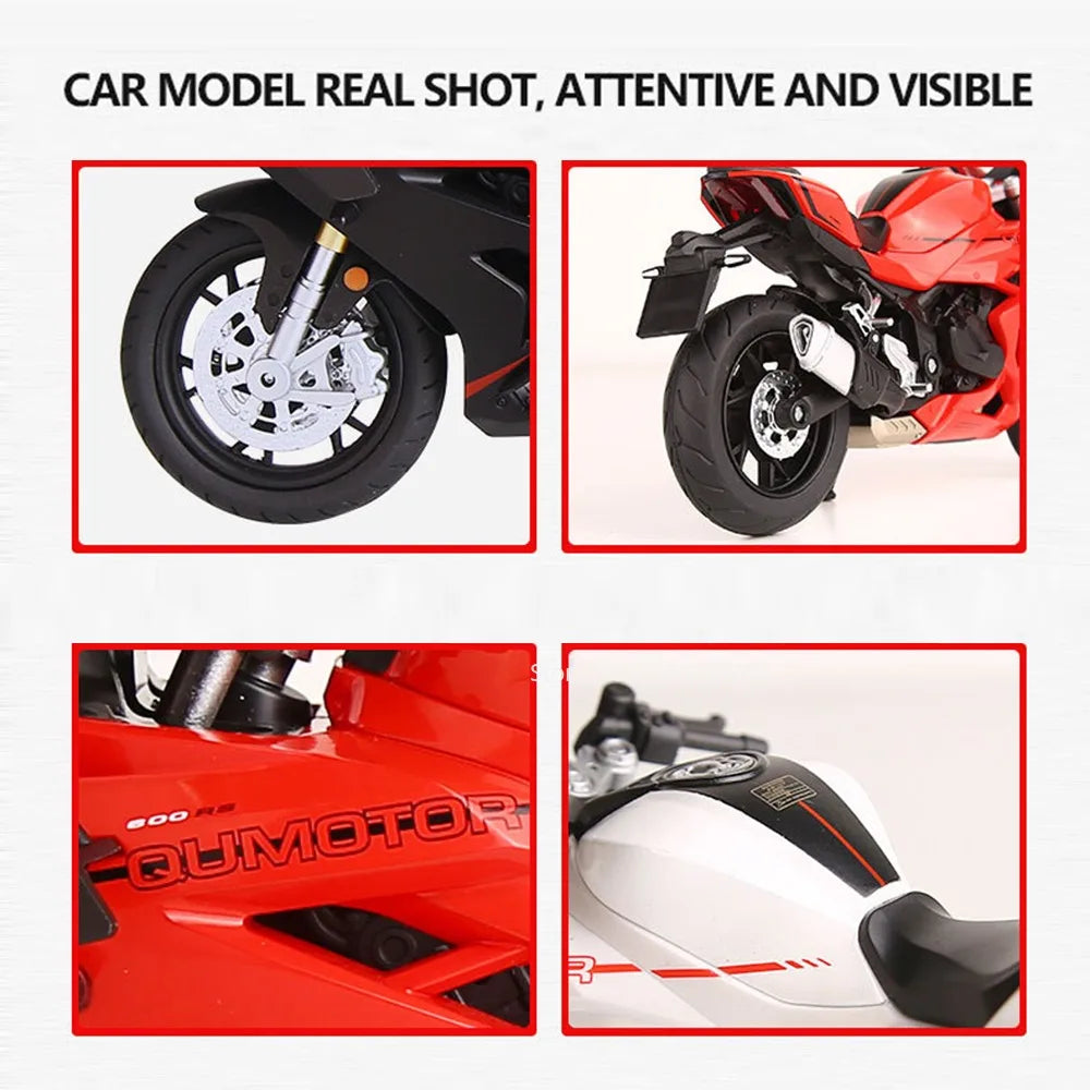 1:12 600RS Spring Breeze 450SR Motorcycles Toys Cars Models Rubber Tires Wheels Shock Absorption Miniature Vehicles Boys Gifts