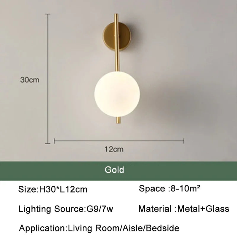 Black Gold  Indoor LED Wall Lamps with 9W G9 Bulb for Bedroom Nordic Switch LED Wall Lights Wall Sconce for Corridor Luminaire