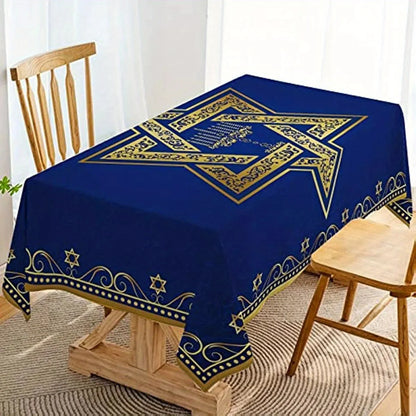 Happy Passover Waterproof Tablecloth Holiday Party Decor Jewish Star of David Rectangle Table Cloths Kitchen Dining Table Decor