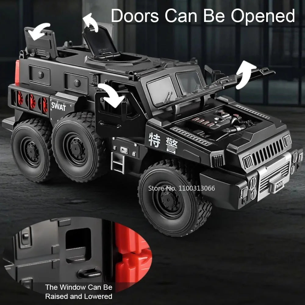 1:50 Double Turret Armored Cars Toys Models Alloy Diecasting with Light Music Miniature Panzer Vehicles for Boys Festival Gifts
