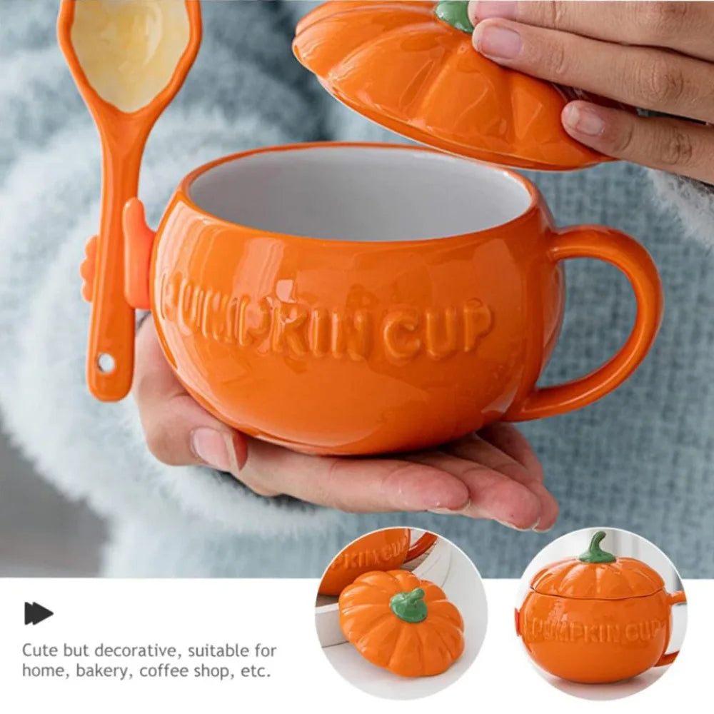 Lovely Pumpkin Mug Creative Ceramic Milk Cup Couple Afternoon Tea Coffee Milk Cup Modern Home Breakfast Oat Cup Drinking Set