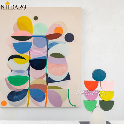Retro Abstract Colorful Geometric Modern Poster Canvas Print Painting Wall Picture Living Room Bedroom Interior Home Decoration
