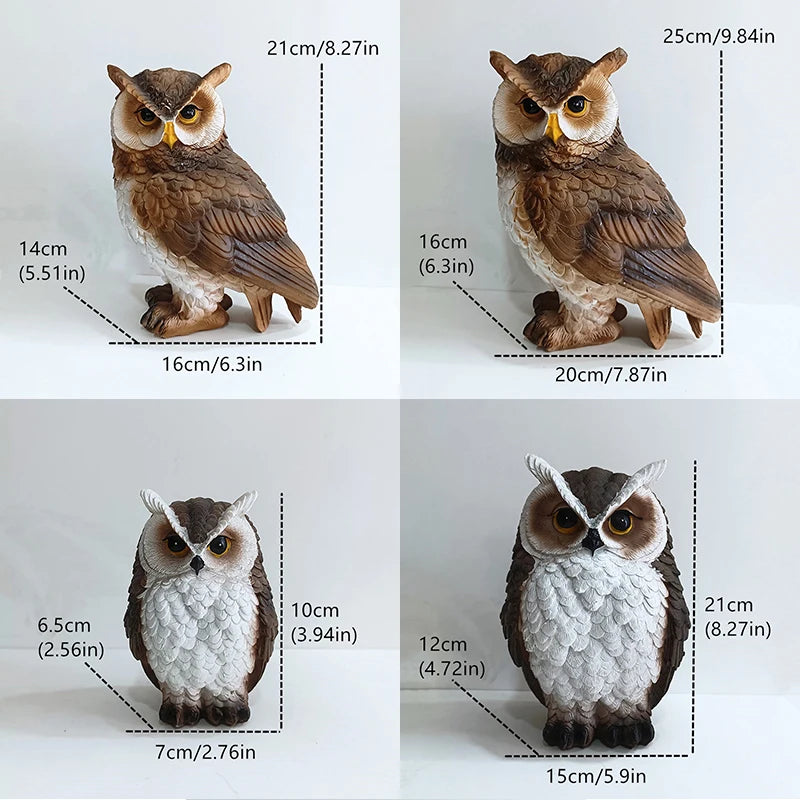 Animal Sculpture Resin Statues Home Decor Modern Ornaments For Home Garden Decoration Living Room Table Desk Crooked Owl Brown