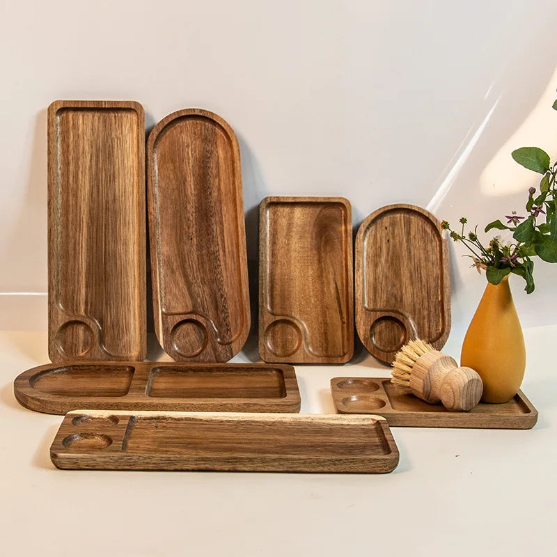 Creative wooden tray for household rectangular oval bread, dessert, fruit plate, cake, and meal plate restaurant trays