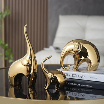 Light Luxury Home Furnishings Electroplating Silver Elephant Crafts Living Room Wine Cabinet TV Cabinet Decorations Ornaments