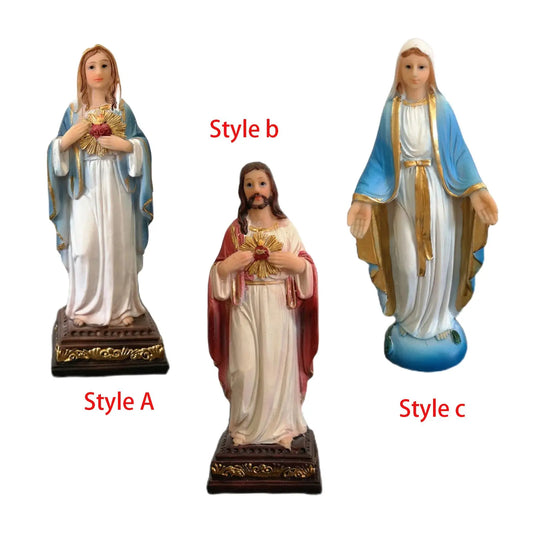 Statue de la Vierge Marie, 13 cm, collection, affichage de bureau, statue religieuse en résine, figurine pour étagère, chambre à coucher, bureau, église, bureau