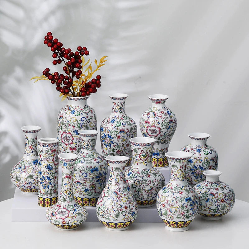 Mini Flower Vase Ceramic Blue And White Vase Home Decor Living Room Decoration Table Desk Art Chinese Enamel Vases Dropshipping