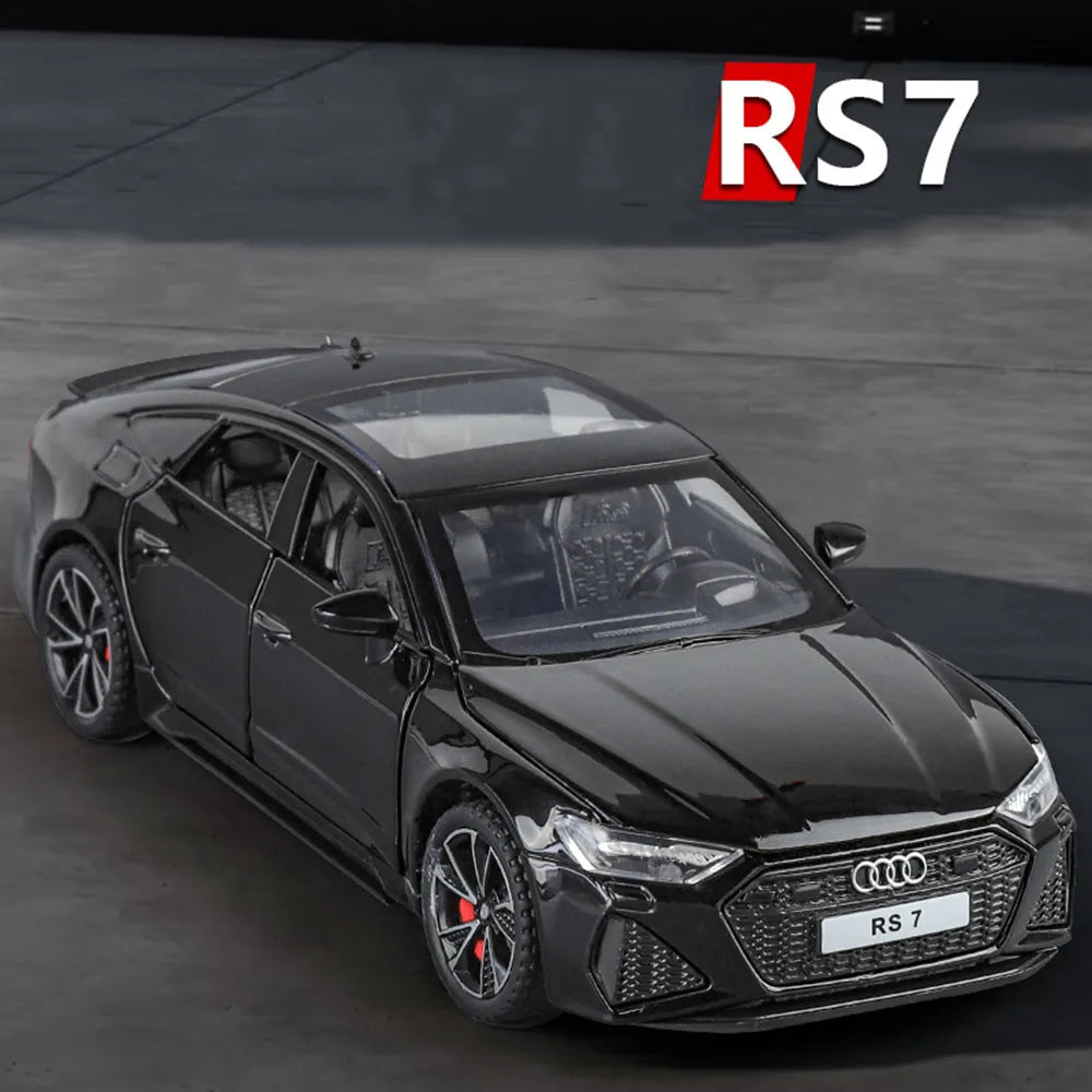 1:32 Alloy Diecast RS7 A6L Toys Cars Models Wheel Steering Light Music Vehicles 6 Doors Opened Miniature Car Toddler Kids Gifts