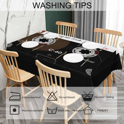 Retro Audio Cassette Rectangle Tablecloth Home Party Decor Tape Kitchen Dining Waterproof Table Cloth Picnic Camping Table Decor