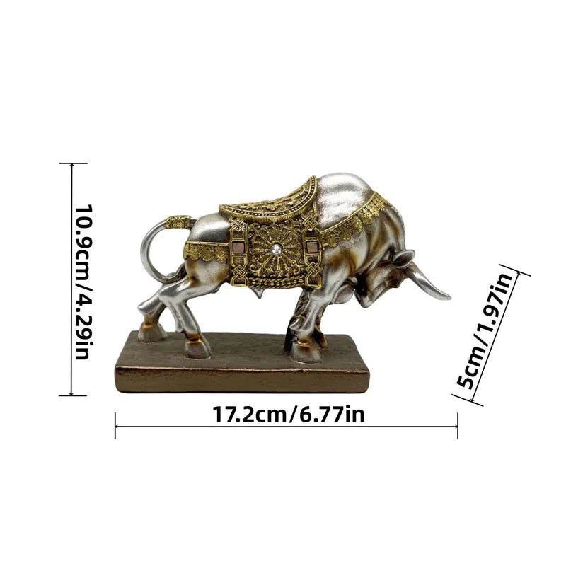 Bull Statue Animal Sculpture Desktop Decoration Fengshui Ornaments Strength and Prosperity Symbol Home Office Cabinet Gift