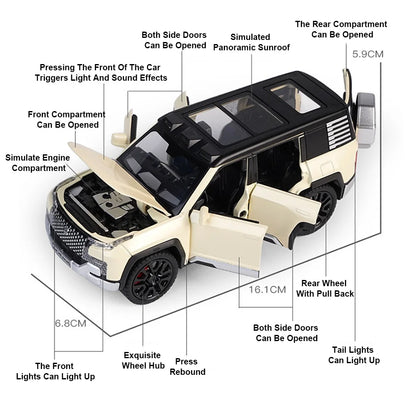 1/32 Alloy Model Cars BYD Look Up Off-road Vehicles Diecasts Model Toy 6 Doors Can Be Opened with Light Sound SUV for Boy Gifts