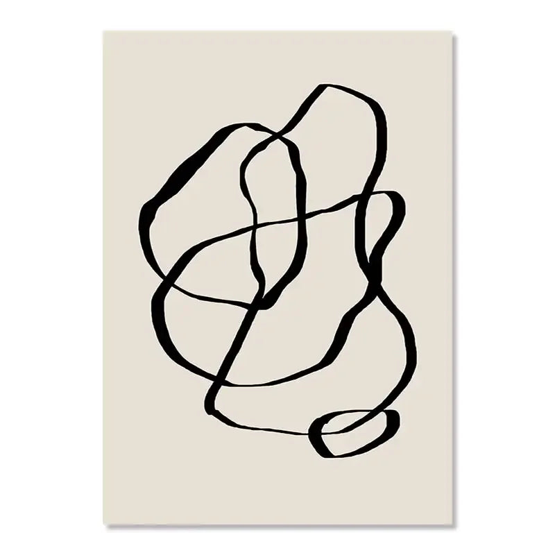 Abstract Boho Geometric Line Posters Black Beige Bohemian Wall Art Canvas Painting Print Picture for Living Room Home Decoration