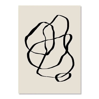 Abstract Boho Geometric Line Posters Black Beige Bohemian Wall Art Canvas Painting Print Picture for Living Room Home Decoration