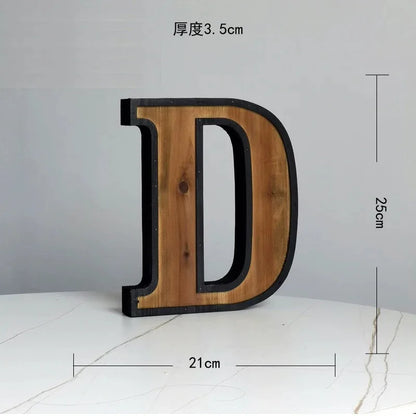 Industrial Style Uppercase English Letter Combination Distressed Solid Wood Bar Ornaments Cafe Shop Logo Decor Desktop Crafts