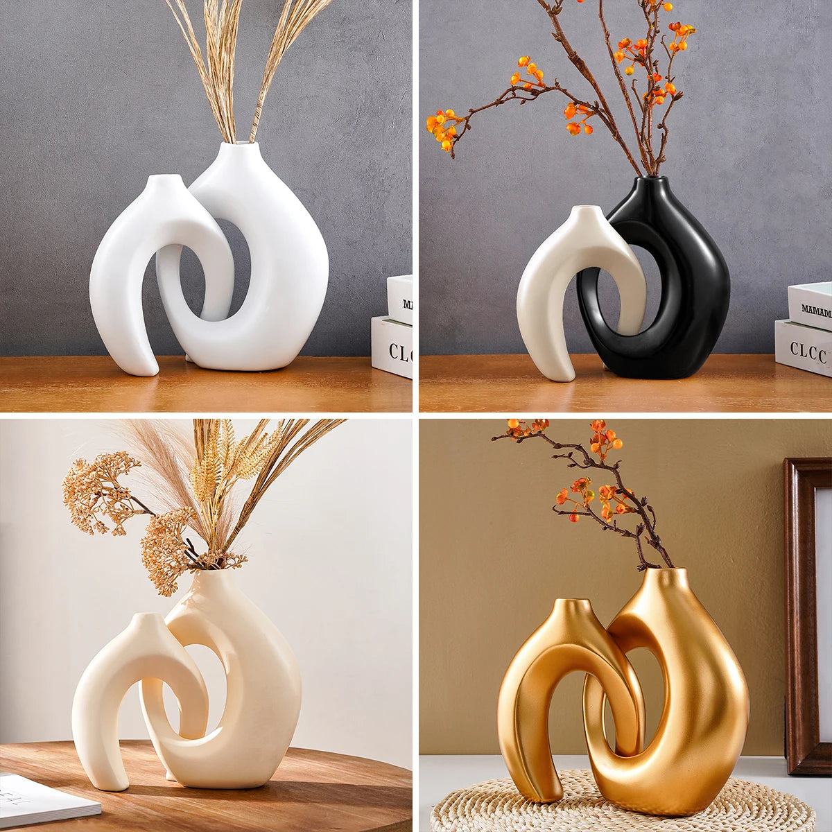 2PCS Set Creative Couple Series Home Decoration Vase, Large Medium Combination Indoor Table Ornaments for Interior Decoration