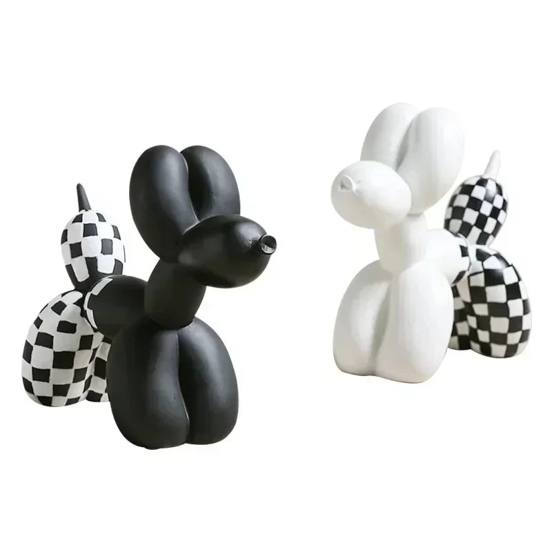 Nordic Resin Balloon Dog Sculpture Black White Dogs Decoration Animal Statue Modern Bedrooms Home Decor Figurines for Interior