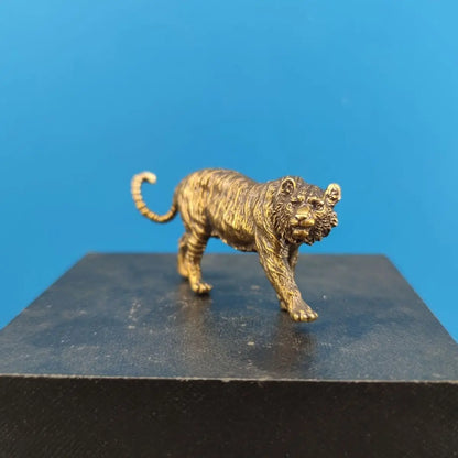 Miniature Brass Tiger Ornament Creative Animal Ornament Crafts Art Desktop Statues Modern Home Decor Item