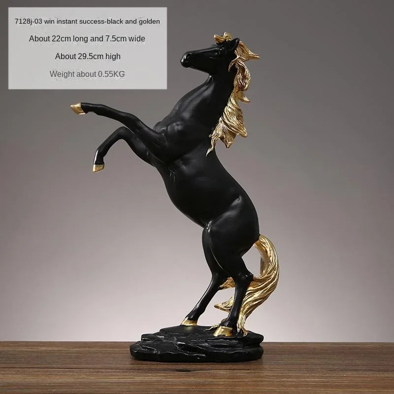 Creative Gold Silver Black Horse Resin Sculpture, Horse Model Home Decor Animal Decoration Living Room Office Craft Decoration