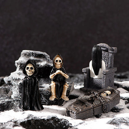 Figurines miniatures en résine pour Halloween, crâne fantôme, pierre tombale, accessoires pour maison de poupée, décor de Pot de fleur de Table pour Halloween