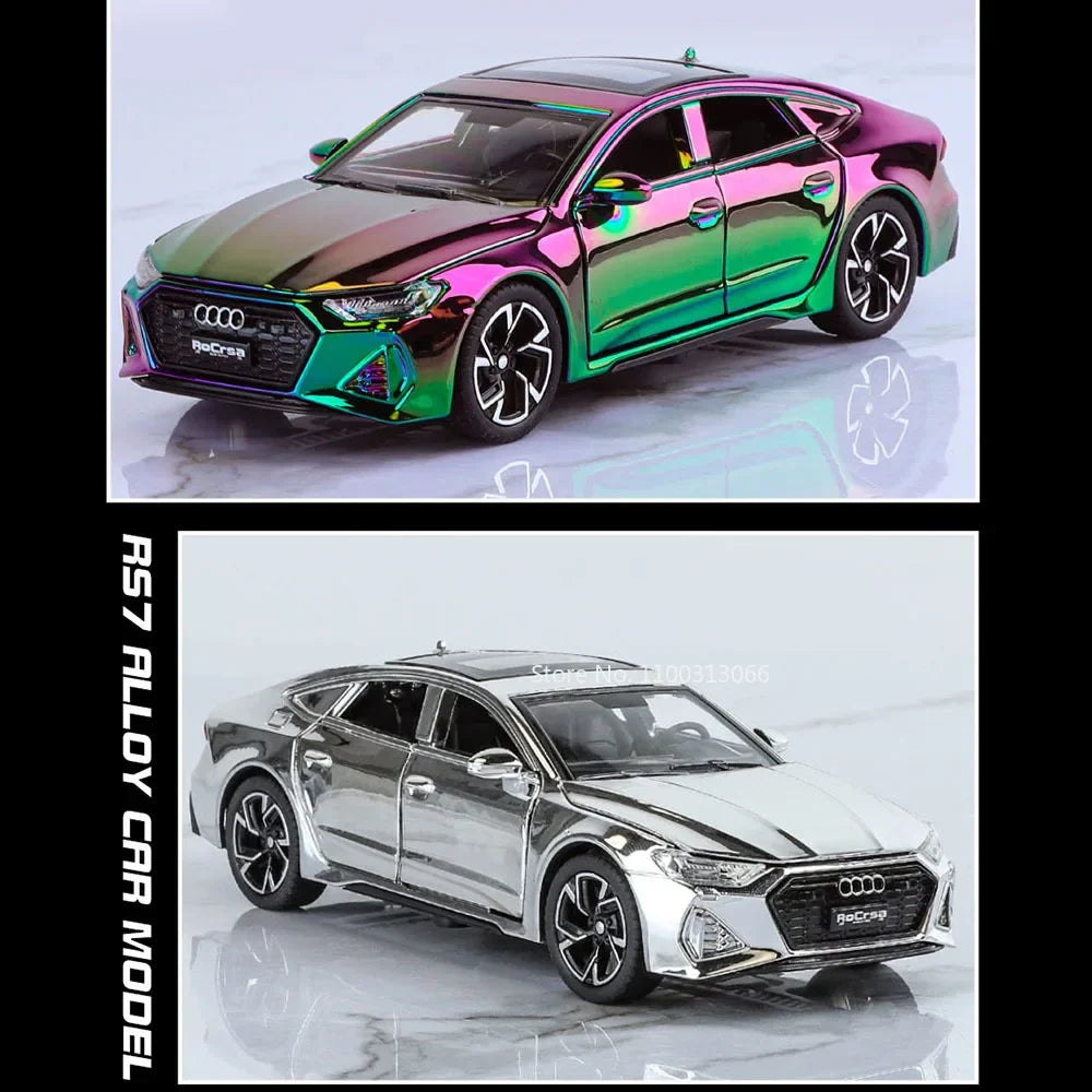 1:32 Scale RS7 Models Toys Cars 6 Doors Opened Miniature Supercar Rubber Tires with Light Music Vehicles Boys Decoration Gifts
