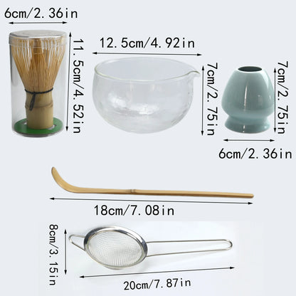 5PCS/Set Japanese-style Matcha Bowl , Spoon, Tea Whisk, Sieve Mesh, Perfect Gift For Ceremony, Traditional Decoration