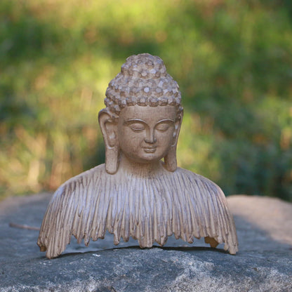 Buddha half Buddha head, Zen garden statue, Buddha Tranquility decorative resin craft sculpture, suitable for family indoor outd