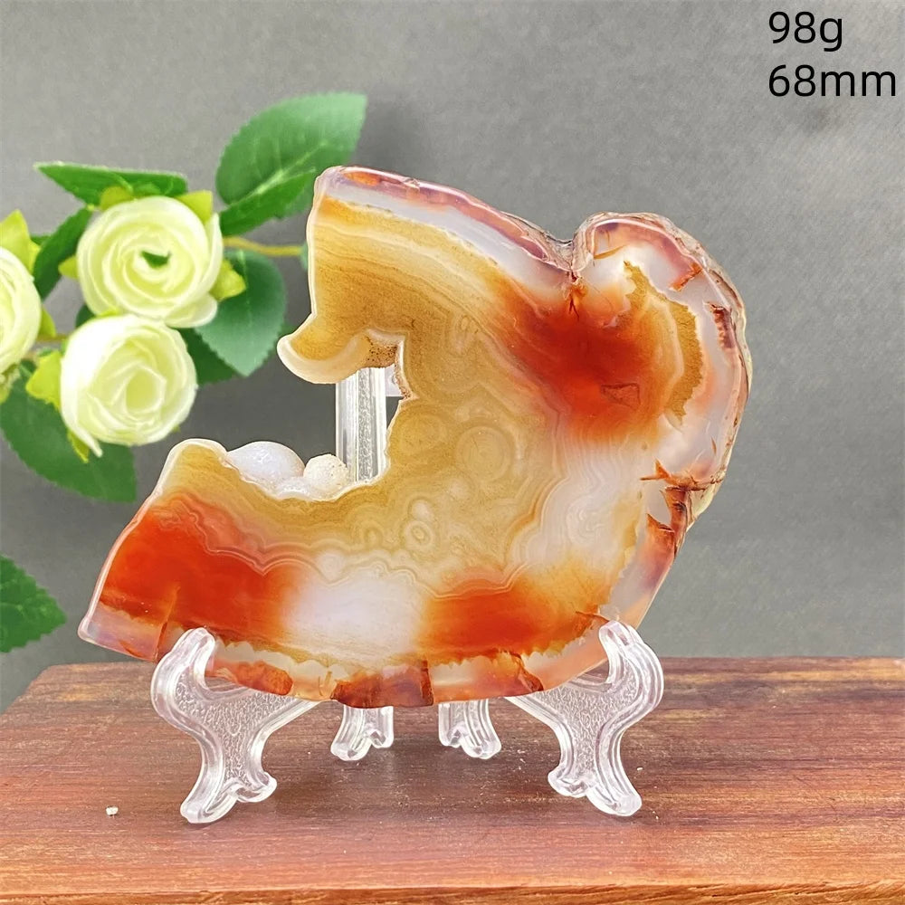 Natural Red Agate Crystal Cavity Stone - Energy Healing Reiki Meditation Beautiful Home Decor Gift for Prayer