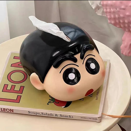 Miniso Crayon Shin Chan Paper Box Cartoon Cute Desktop Decoration Creative Paper Towel Box Living Room Desktop Paper Box