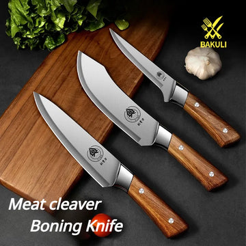 BAKULI Meat cutting knife, butcher's pig killing knife, sharp bone shaving knife, pork cutting sharp knife, with knife cover