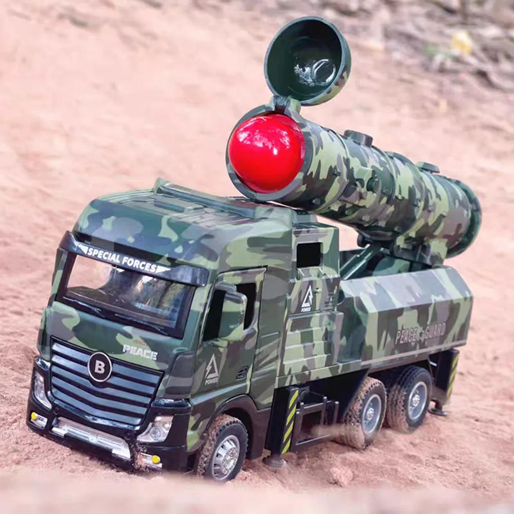 1:32 Intercontinental Missile Vehicles Toy Cars Models with Pull Back Light Sound Miniature Armored Car Boys Educational Toys