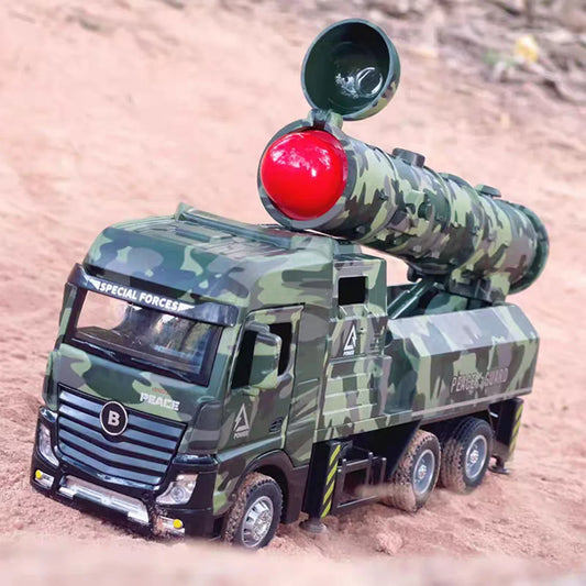 1:32 Intercontinental Missile Vehicles Toy Cars Models with Pull Back Light Sound Miniature Armored Car Boys Educational Toys