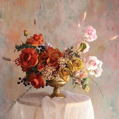 Vintage Metal Flower Vase Farmhouse Pot for Dried Floral Arrangements Container Table Centerpiece Rustic Wedding Home Decoration