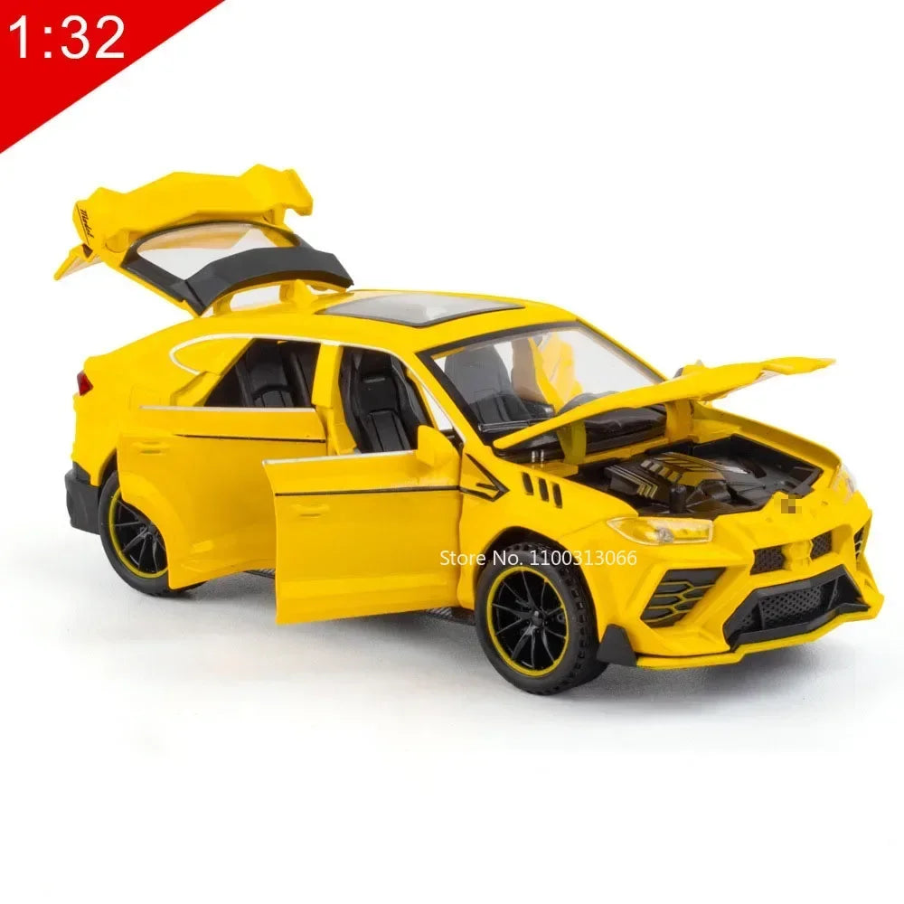 1:32 Scale Lambor URUS Sian Metal Model Car Diecast Toys Doors Opened Sports Car Music Light Vehicles Toy Boys Collectible Gifts