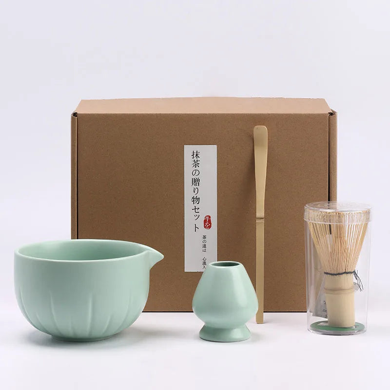 4pcs/set Japanese Style Matcha Tea Set With Tool Rack, Including Bowl, Whisk, Spoon, Great Gift For Ceremony, Traditional Japane