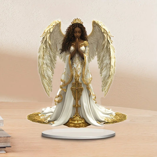 2D Flat African Angel Statue/acrylic Desktop Decoration/with Stand, Suitable for Home and Office Decoration and Gifts